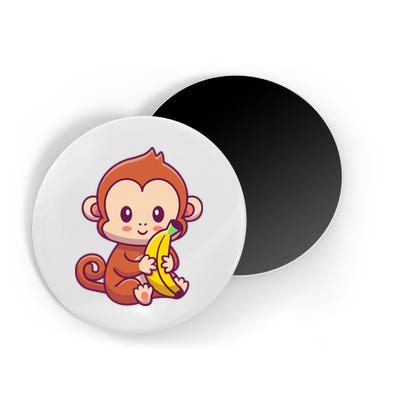 Cute Monkey Holding Banana Cartoon Magnet