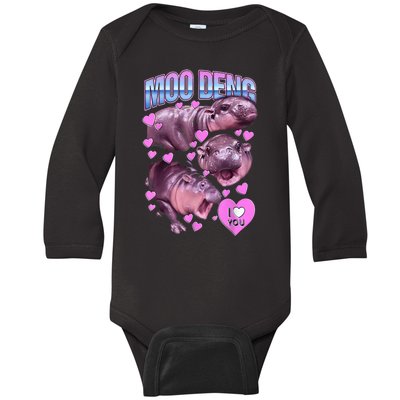 Cute Moodeng Hippo The Famous Baby Pigmy Moodeng Gift Baby Long Sleeve Bodysuit