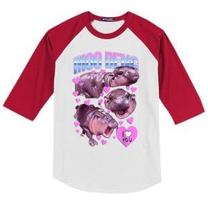 Cute Moodeng Hippo The Famous Baby Pigmy Moodeng Gift Kids Colorblock Raglan Jersey