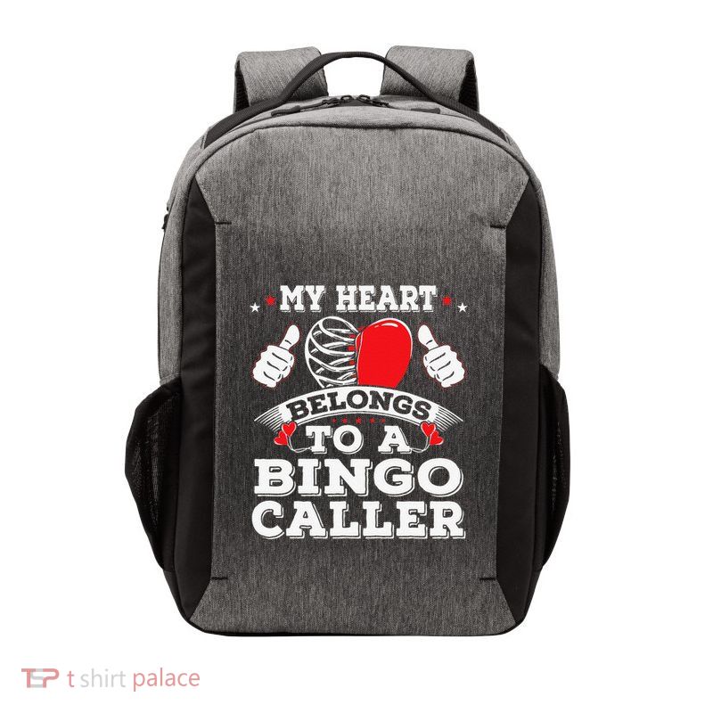 Cool My Heart Belongs To A Bingo Caller Valentines Day Heart Vector Backpack