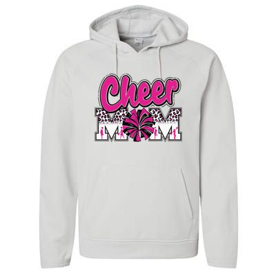 Cheer Mom Hot Pink Black Leopard Letters Cheer Pom Poms Performance Fleece Hoodie