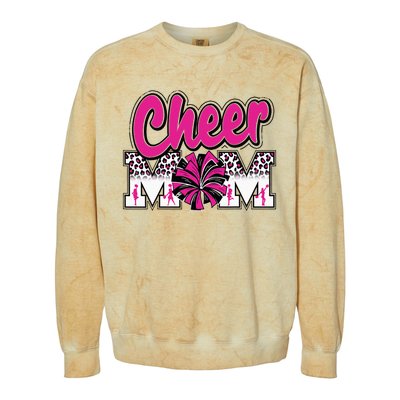 Cheer Mom Hot Pink Black Leopard Letters Cheer Pom Poms Colorblast Crewneck Sweatshirt