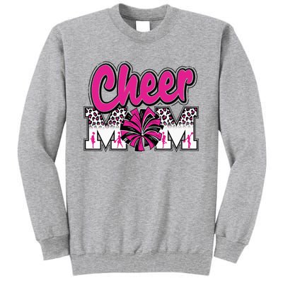 Cheer Mom Hot Pink Black Leopard Letters Cheer Pom Poms Tall Sweatshirt