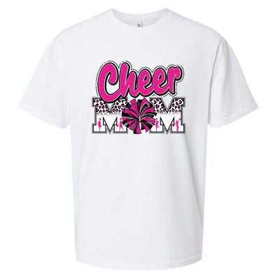 Cheer Mom Hot Pink Black Leopard Letters Cheer Pom Poms Sueded Cloud Jersey T-Shirt