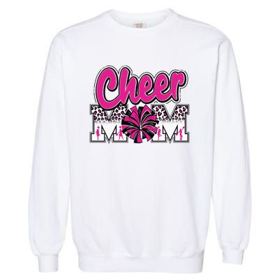 Cheer Mom Hot Pink Black Leopard Letters Cheer Pom Poms Garment-Dyed Sweatshirt