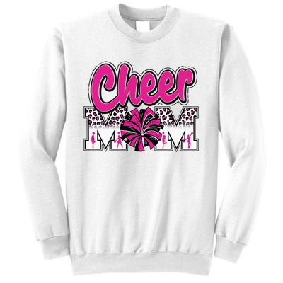 Cheer Mom Hot Pink Black Leopard Letters Cheer Pom Poms Sweatshirt