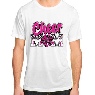 Cheer Mom Hot Pink Black Leopard Letters Cheer Pom Poms Adult ChromaSoft Performance T-Shirt