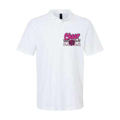 Cheer Mom Hot Pink Black Leopard Letters Cheer Pom Poms Softstyle Adult Sport Polo