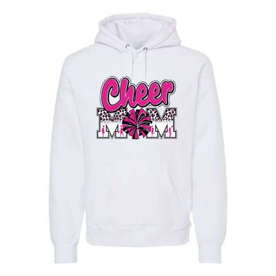 Cheer Mom Hot Pink Black Leopard Letters Cheer Pom Poms Premium Hoodie