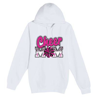 Cheer Mom Hot Pink Black Leopard Letters Cheer Pom Poms Premium Pullover Hoodie