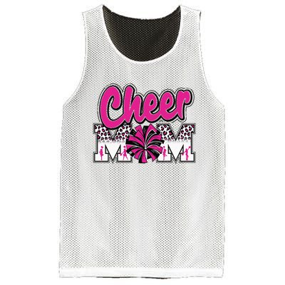 Cheer Mom Hot Pink Black Leopard Letters Cheer Pom Poms Mesh Reversible Basketball Jersey Tank