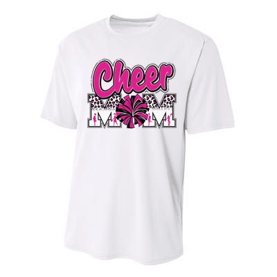 Cheer Mom Hot Pink Black Leopard Letters Cheer Pom Poms Performance Sprint T-Shirt