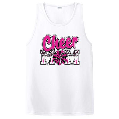 Cheer Mom Hot Pink Black Leopard Letters Cheer Pom Poms PosiCharge Competitor Tank