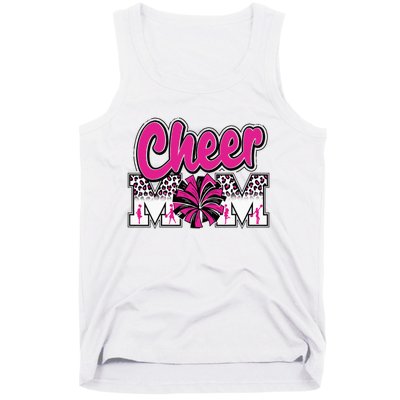 Cheer Mom Hot Pink Black Leopard Letters Cheer Pom Poms Tank Top