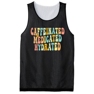 Caffeinated Medicated Hydrated Funny Saying Nurse Teacher Mesh Reversible Basketball Jersey Tank