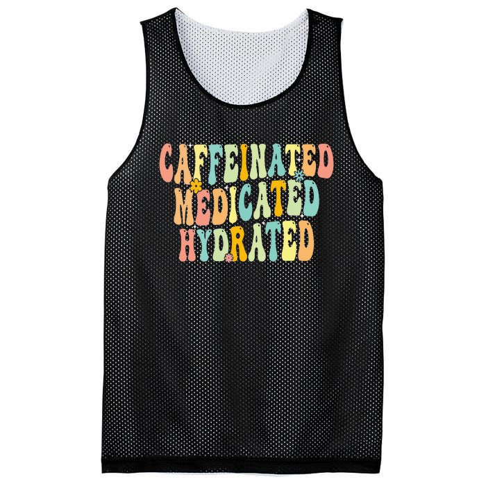 Caffeinated Medicated Hydrated Funny Saying Nurse Teacher Mesh Reversible Basketball Jersey Tank