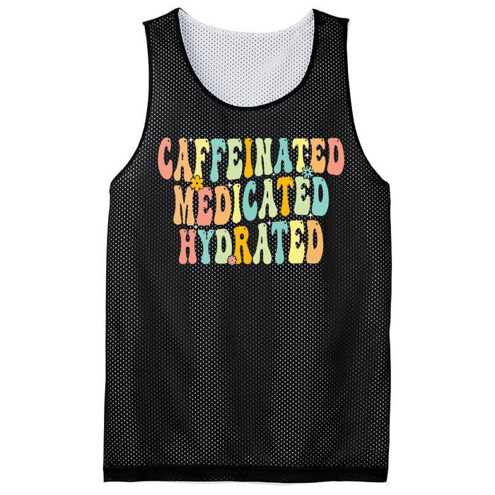 Caffeinated Medicated Hydrated Saying Nurse Teacher Mesh Reversible Basketball Jersey Tank