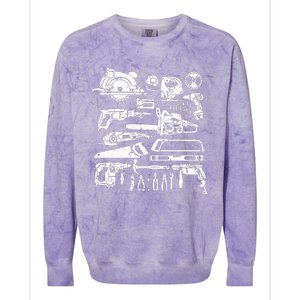 Carpenter Mechanic Hand Power Tool Saw Handyman Woodworker Colorblast Crewneck Sweatshirt