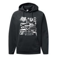 Carpenter Mechanic Hand Power Tool Saw Handyman Woodworker Performance Fleece Hoodie