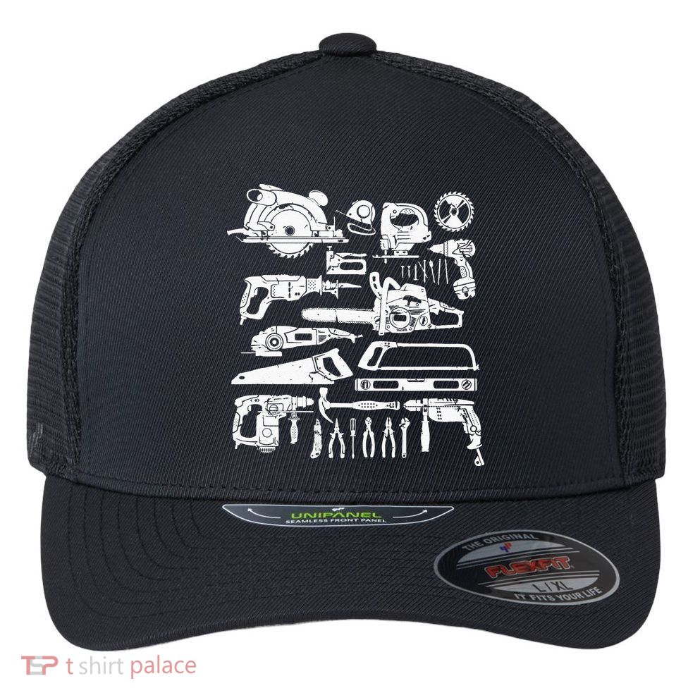 Carpenter Mechanic Hand Power Tool Saw Handyman Woodworker Flexfit Unipanel Trucker Cap