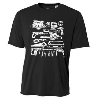 Carpenter Mechanic Hand Power Tool Saw Handyman Woodworker Cooling Performance Crew T-Shirt