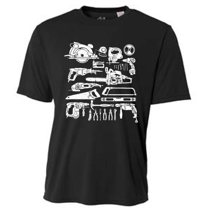 Carpenter Mechanic Hand Power Tool Saw Handyman Woodworker Cooling Performance Crew T-Shirt