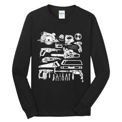 Carpenter Mechanic Hand Power Tool Saw Handyman Woodworker Tall Long Sleeve T-Shirt