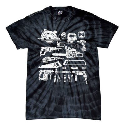 Carpenter Mechanic Hand Power Tool Saw Handyman Woodworker Tie-Dye T-Shirt