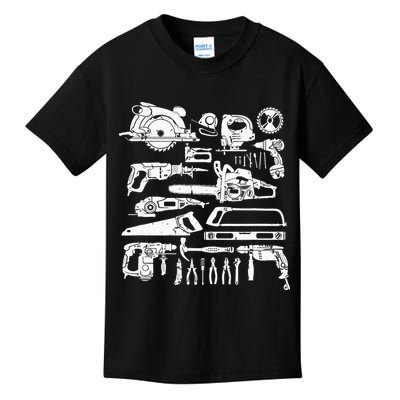 Carpenter Mechanic Hand Power Tool Saw Handyman Woodworker Kids T-Shirt