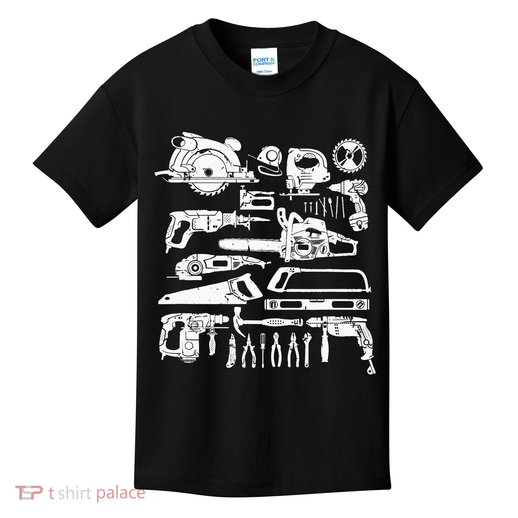 Carpenter Mechanic Hand Power Tool Saw Handyman Woodworker Kids T-Shirt