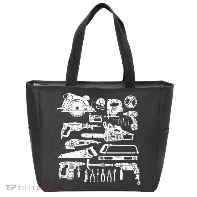 Carpenter Mechanic Hand Power Tool Saw Handyman Woodworker Zip Tote Bag