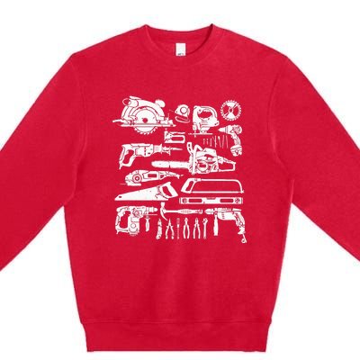 Carpenter Mechanic Hand Power Tool Saw Handyman Woodworker Premium Crewneck Sweatshirt