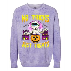 Cute Mummy Halloween No Tricks Just Treats Spooky Costume Colorblast Crewneck Sweatshirt