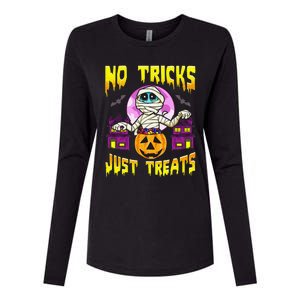 Cute Mummy Halloween No Tricks Just Treats Spooky Costume Womens Cotton Relaxed Long Sleeve T-Shirt