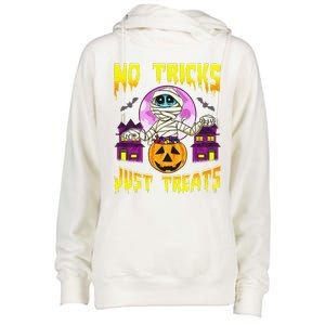 Cute Mummy Halloween No Tricks Just Treats Spooky Costume Womens Funnel Neck Pullover Hood