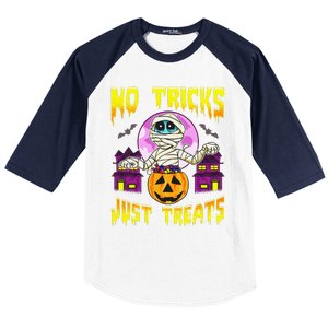 Cute Mummy Halloween No Tricks Just Treats Spooky Costume Baseball Sleeve Shirt