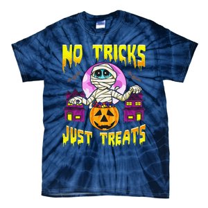 Cute Mummy Halloween No Tricks Just Treats Spooky Costume Tie-Dye T-Shirt