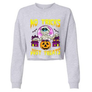 Cute Mummy Halloween No Tricks Just Treats Spooky Costume Cropped Pullover Crew