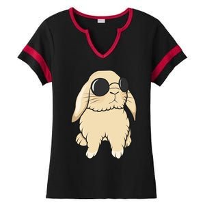 Cute Mini Holland Lop Bunny Rabbit Lover Sunglasses Easter Gift Ladies Halftime Notch Neck Tee