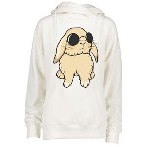 Cute Mini Holland Lop Bunny Rabbit Lover Sunglasses Easter Gift Womens Funnel Neck Pullover Hood