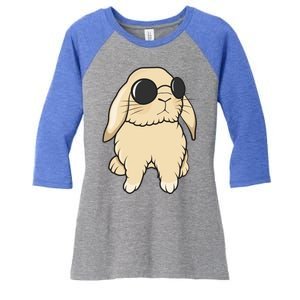 Cute Mini Holland Lop Bunny Rabbit Lover Sunglasses Easter Gift Women's Tri-Blend 3/4-Sleeve Raglan Shirt