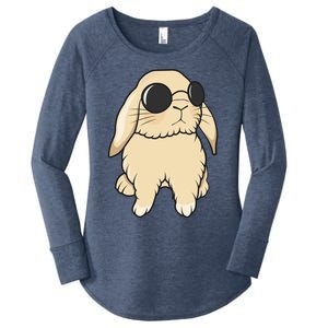 Cute Mini Holland Lop Bunny Rabbit Lover Sunglasses Easter Gift Women's Perfect Tri Tunic Long Sleeve Shirt