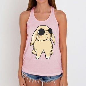 Cute Mini Holland Lop Bunny Rabbit Lover Sunglasses Easter Gift Women's Knotted Racerback Tank