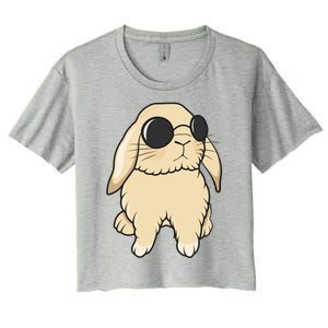 Cute Mini Holland Lop Bunny Rabbit Lover Sunglasses Easter Gift Women's Crop Top Tee