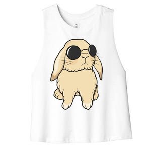 Cute Mini Holland Lop Bunny Rabbit Lover Sunglasses Easter Gift Women's Racerback Cropped Tank