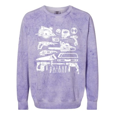 Carpenter Mechanic Hand Power Tool Saw Handyman Woodworker Colorblast Crewneck Sweatshirt