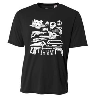 Carpenter Mechanic Hand Power Tool Saw Handyman Woodworker Cooling Performance Crew T-Shirt