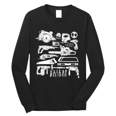 Carpenter Mechanic Hand Power Tool Saw Handyman Woodworker Long Sleeve Shirt