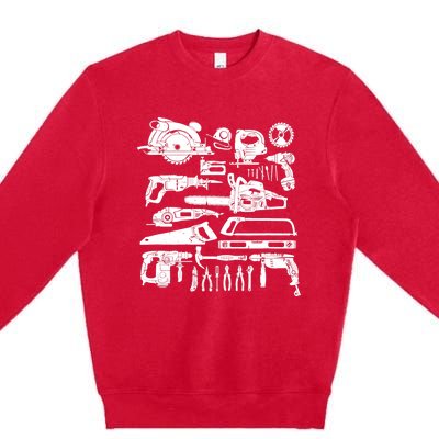 Carpenter Mechanic Hand Power Tool Saw Handyman Woodworker Premium Crewneck Sweatshirt