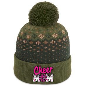 Cheer Mom Hot Pink Black Leopard Letters Cheer Pom Poms The Baniff Cuffed Pom Beanie